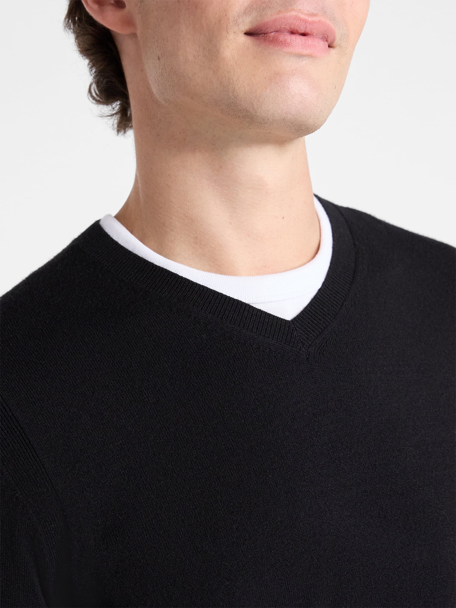 Free Assembly Men's Cozy Yarn Everyday V-Neck Sweater with Long Sleeves, Size XS-3XL