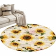 thumbnail image 2 of Summer Sunflowers Round Area Rug 3.3 FT, Non Slip Small Entryway Kitchen Mat, Pastoral Rose Floral Farmhouse Vintage Washable Soft Circular Rug Non-Shedding Door Mat for Bathroom Playroom Kids Room, 2 of 9