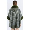 thumbnail image 4 of ZhangBaoLin Women Shawl Wrap Cardigan Faux Fur Collar Poncho Cape Sweater Winter Long Party Coat, 4 of 7