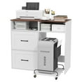 thumbnail image 2 of RichYa File Cabinet with Charging Station, Printer Stand with Rolling Paper Shredder Stand, Wooden 2 Drawer Filing Cabinet for Home Office, White, 2 of 9