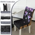 thumbnail image 6 of TSOVTHRID Hummingbird Floral Black Print Quilted Dining Chair Covers Upholstered Adjustable Armless Chair Slipcovers with Elastic Band Universal Fit Seat Cushion Covers, Set of 2, 6 of 7