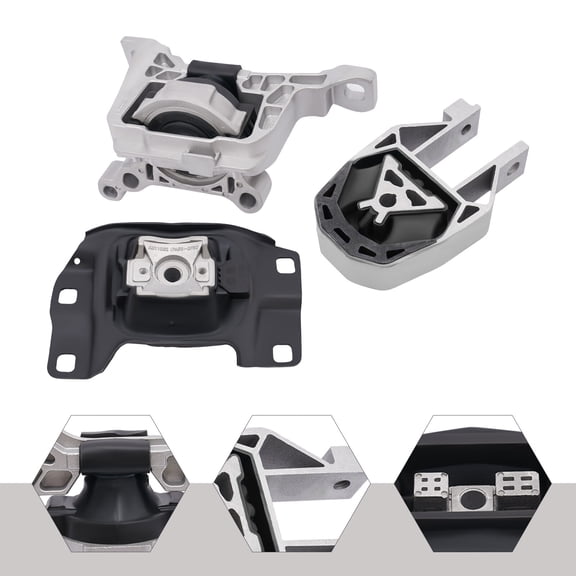 3pc Black Silver Engine Mount Set for 2013-2016 Ford Escape 1.6L Automatic Motor Mount Kit