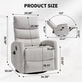 thumbnail image 7 of HSUNNS 360° Swivel Rocker Recliner Chair with Heat Massage, Chenille Manual Single Rocker Sofa Recliner Chair with Side Pockets for Living Room Home Theater, Grey, 7 of 7