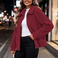 thumbnail image 6 of Edvintorg Outerwear for Women Plus Size Fleece Long Sleeve Zip up Jacket Fall Winter Loose Collared Coat with Pocket Women Clothing S-3XL Red, 6 of 7