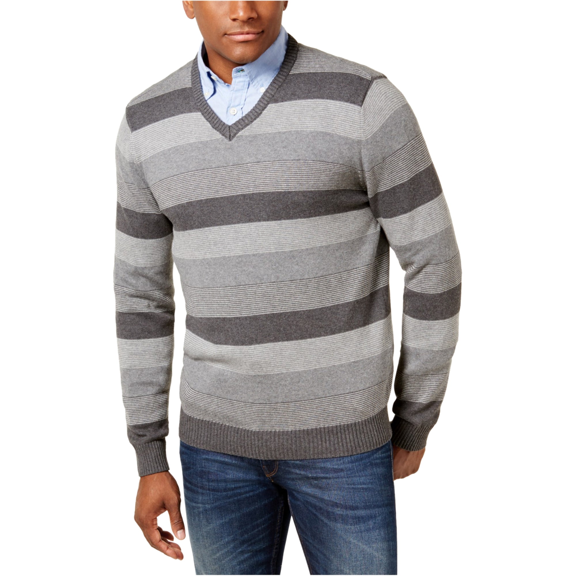 Argyle Stitch IZOD V-Neck Sweater Men's Large 100% Cotton--SHIPS FREE BLACK 