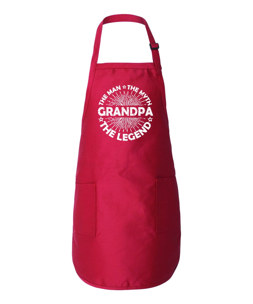 Wild Bobby, Grandpa Man Myth Legend Father's Day Gift Kitchen BBQ Grilling Cooking Dad Father Apron with Pockets, Red, One Size
