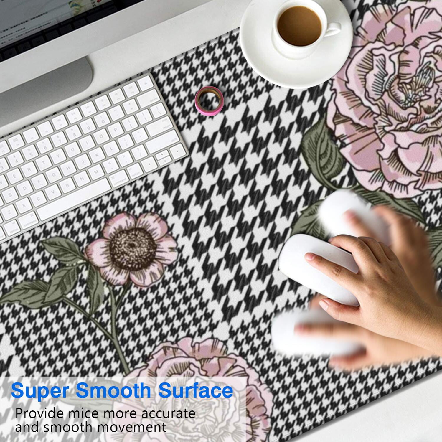 Long Mouse Pads for Desk,Pioneer Flower Floral Print Pattern Desk Mats on Top Of Desks, Desk Mouse Pad Extra Large with 3mm Non-Slip Base and Stitched Edge for Gaming,Office,Work,Home 47.3"x23.6"