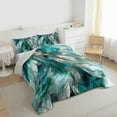 thumbnail image 3 of Manfei Feather Bedding Comforter Set,Modern Art Twin Comforter Sets,Cyan White Bedding Set For Teens,Super Cozy Room Decor Reversible,2-Piece, 3 of 8