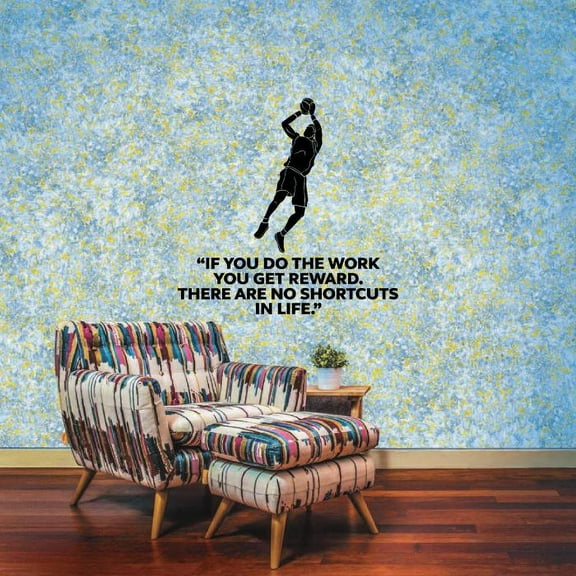 If You Do The Work You Get The Reward There Are No Shortcuts In Life Vinyl Wall Sticker Art Decal Sports Boys Girls Kids Room Bedroom Basketball Wall Sticker Vinyl Decoration Size (10x10 inch)