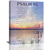 Psalm 91 Wall Art Scripture Pictures Wall Decor Bible Verse Canvas Painting Prints Christian Religious Framed Artwork for Home Office Bedroom Living Room Church 12"x16"