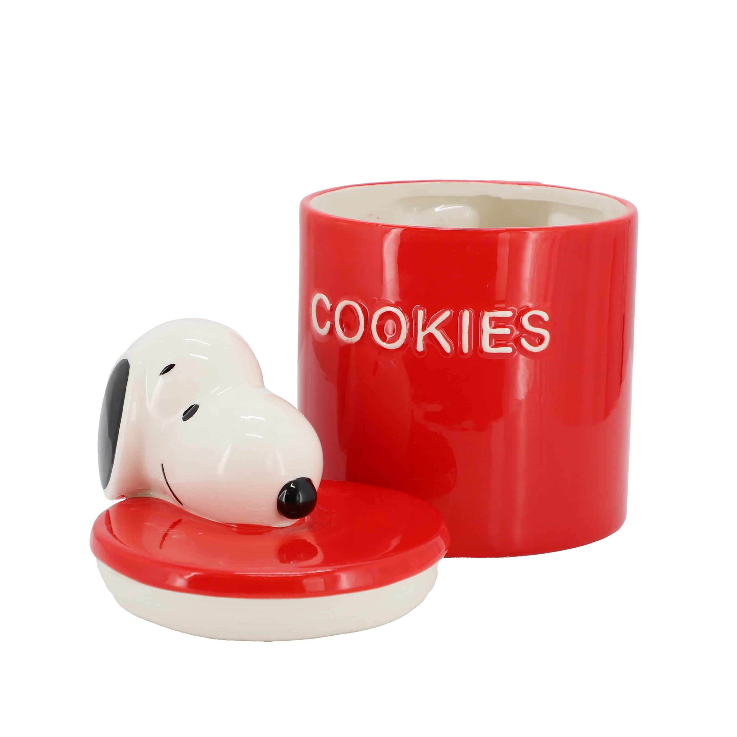 Peanuts Hello Cookies 8.2 Inch Ceramic Snoopy Cookie Jar w/ Lid in Red