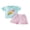 Blue Pink, variant on RUINIXCW Toddler Baby Girl Back to School Outfits Kids Girls Kindergarten Summer Clothes First Day of School Outfit Bow Bus Embroidery Short Sleeve T Shirt Tops and Striped Shorts Set