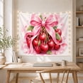 thumbnail image 5 of Pink Ribbon and Cherry Illustration Tapestry, 5 of 7