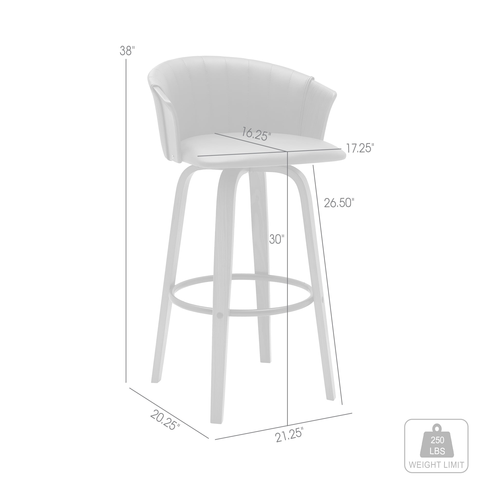 Diana 30" Swivel Walnut Wood Bar Stool in Gray Faux Leather