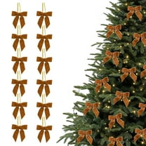 12pcs Small Velvet Christmas Bows - Soft Luxurious Ribbon Bows with Metal Clips for Christmas Tree, Wreath, Gift Wrap, Crafts, Wedding Party, Snack/Candy/Baking Bags & Home Decor,Brown