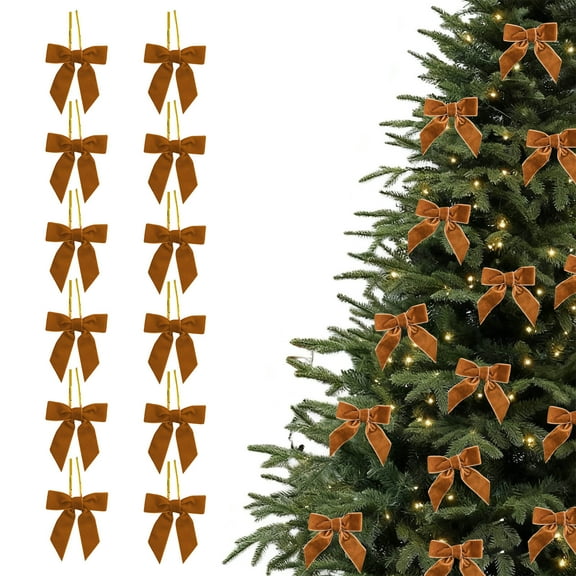 12Pcs Small Velvet Christmas Bows for Christmas Tree Wreath Gift Wrap Crafts Wedding Party Bows for Snack Bags Baking Candy Bags Home Decoration