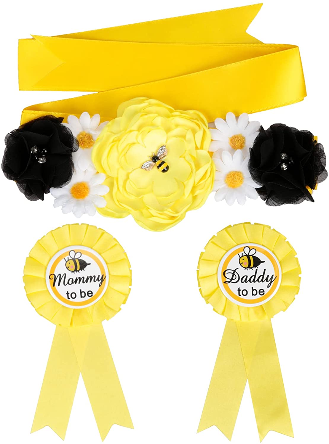 AirSmall Baby Shower Belt Sash Mummy to Be Daddy to Be Pin Maternity