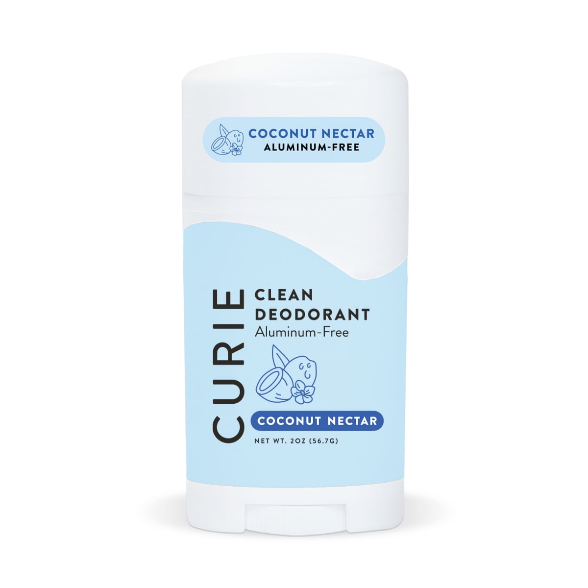 (3 pack) Curie Natural Deodorant Stick, Coconut Nectar, Aluminum-Free, for Men and Women, 2 oz