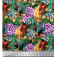 thumbnail image 1 of Soimoi Cotton Poplin Fabric Tropical Leaves,Crowned Pigeon & Bird Of Paradise Bird Fabric Prints By Yard 56 Inch Wide, 1 of 1