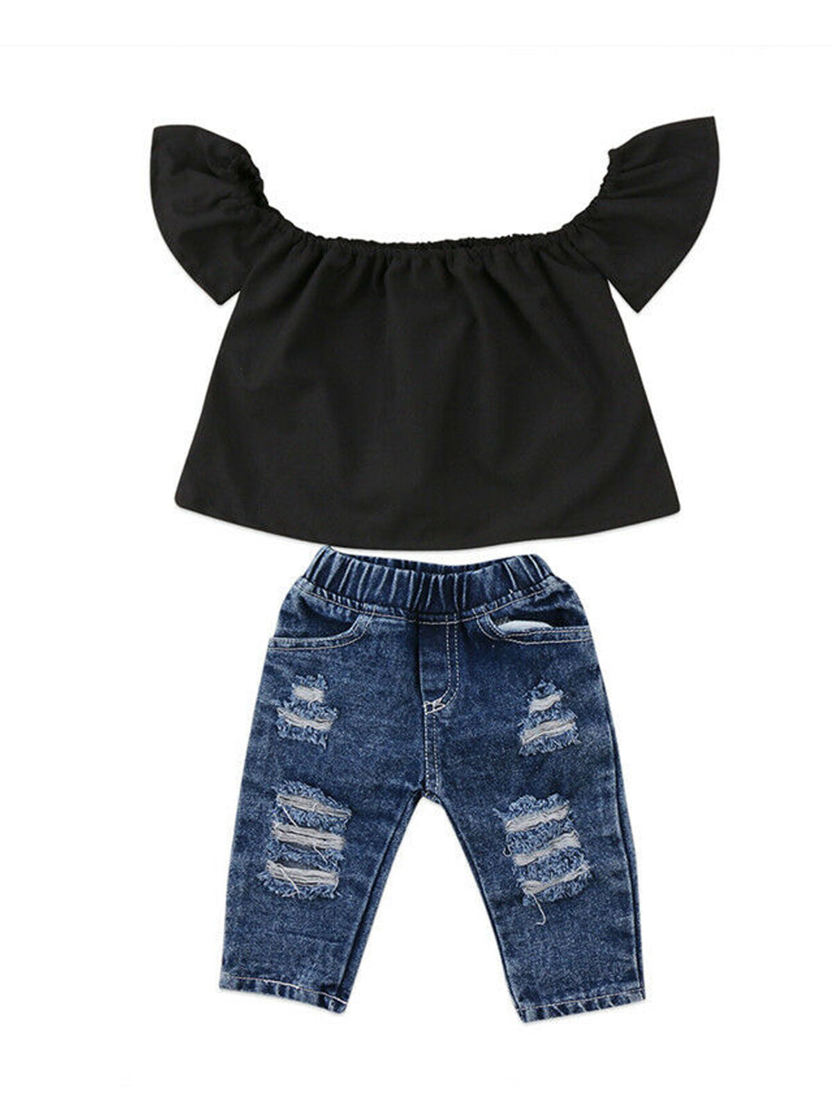 Hirigin Toddler Kids Baby Girls Denim Hot Pants Jeans Outfit Clothes Set