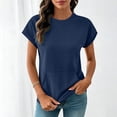 thumbnail image 2 of Diufon Short Sleeve Sweatshirt for Women Summer Trendy Sweatshirts with Pockets Dressy Casual Crewneck Work Tops, 2 of 7