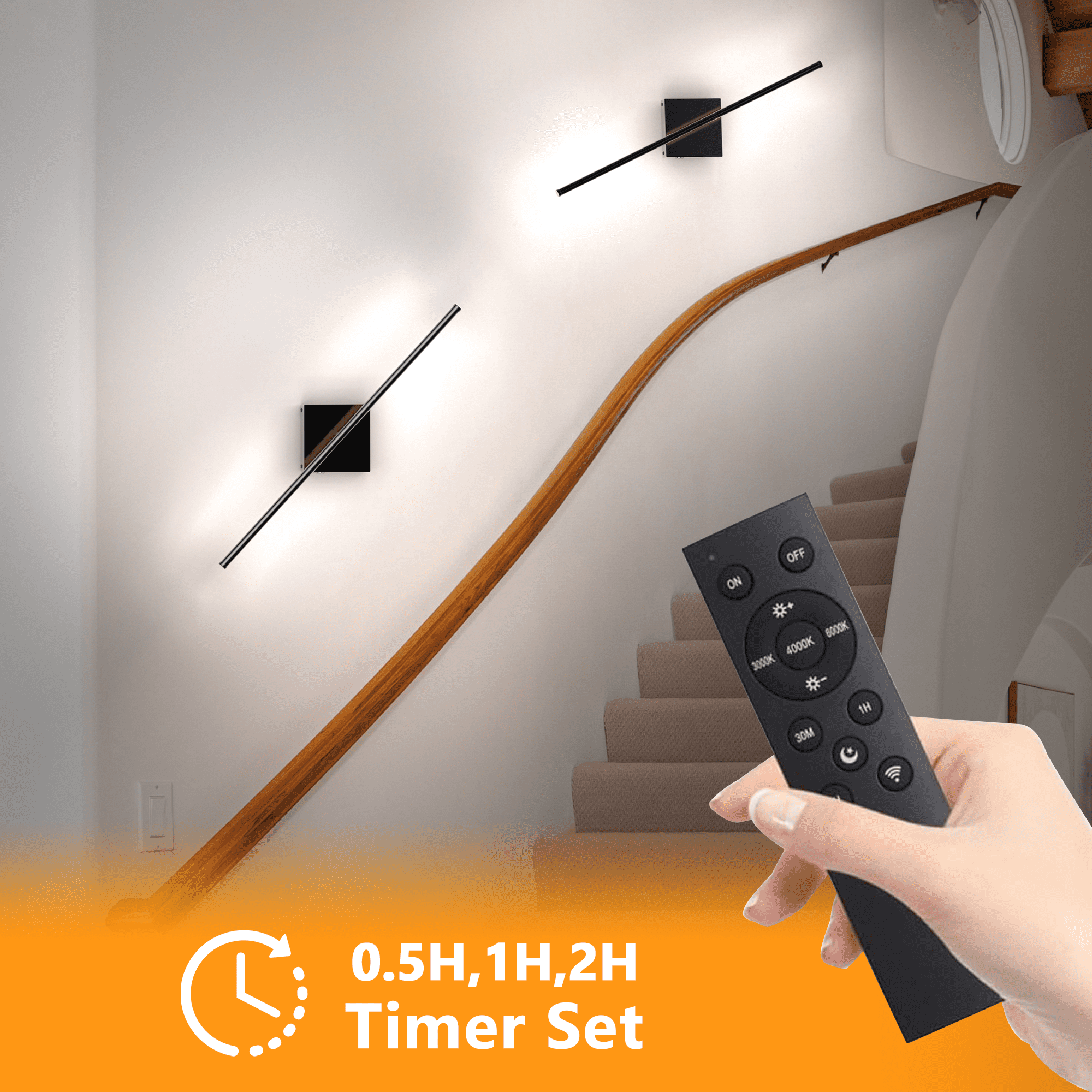 Battery Operated Wall Sconces with Remote Control (2 Pack), 8000mAh LED Rechargeable Wall Lamp for Bedroom
