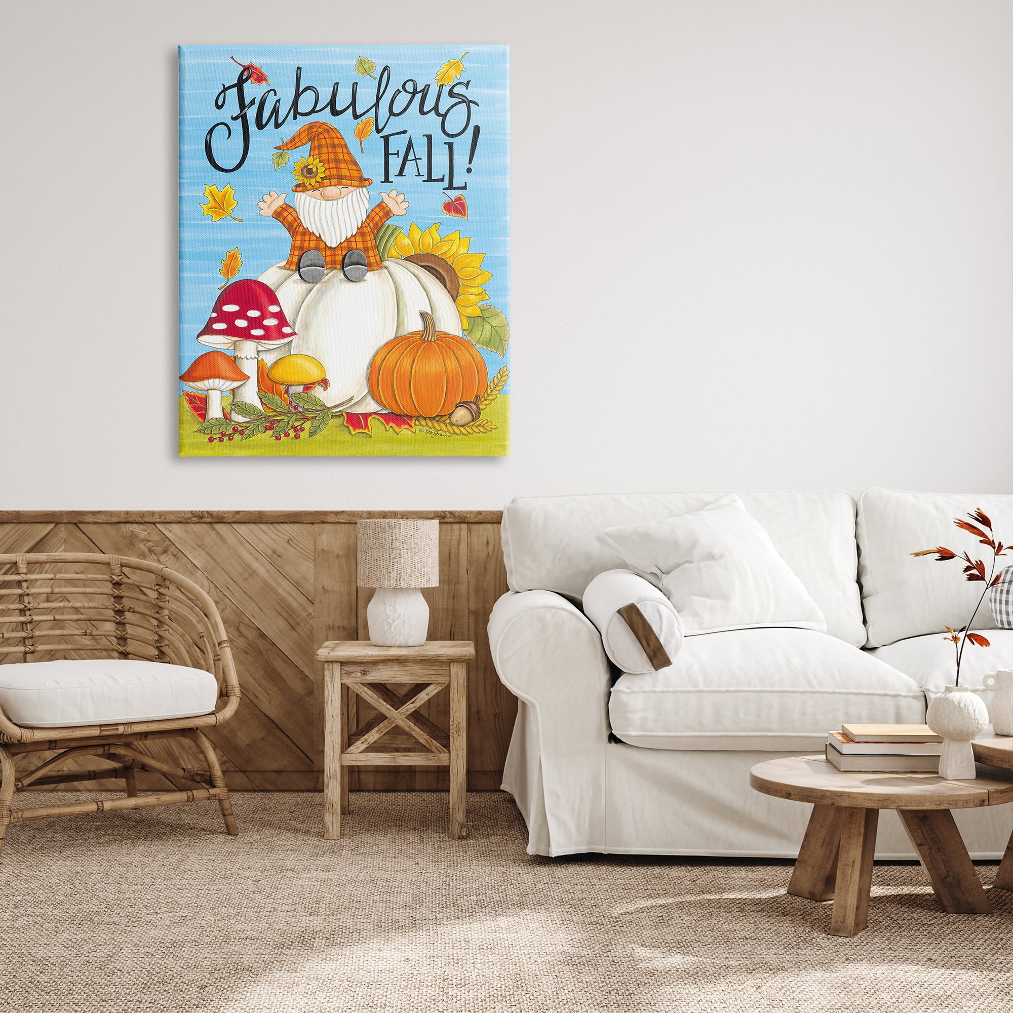 Stupell Industries Fabulous Fall Gnome Holiday Painting Gallery Wrapped Canvas Print Wall Art, 36 x 48