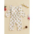 thumbnail image 6 of Baby Toddler Girl Christmas Outfit, 0 3 6 9 12 18 Months Reindeer Print Ruffle Long Sleeve Full Length Romper with Bow Headband 2 Piece Clothing Set, 6 of 9