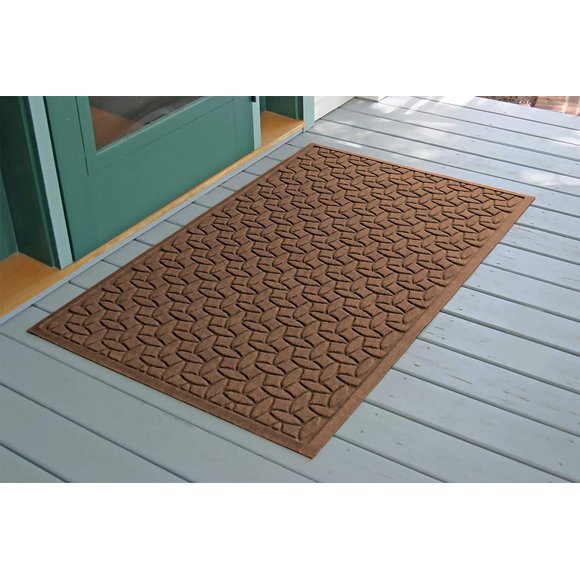 Bungalow Flooring Waterhog Door Mat, 3' x 5' Made in USA, Durable and Decorative Floor Covering, Skid Resistant, Indoor/Outdoor, Water-Trapping, Ellipse Collection, Dark Brown