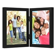 Americanflat Hinged Picture Frame in Black with Two Displays in Shatter Resistant Glass for Tabletop - 8" x 10"