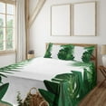 thumbnail image 3 of Ambesonne Hawaiian Fitted & Top Sheet Set with Shams, Tropical Exotic Palms, Green White, 3 of 8