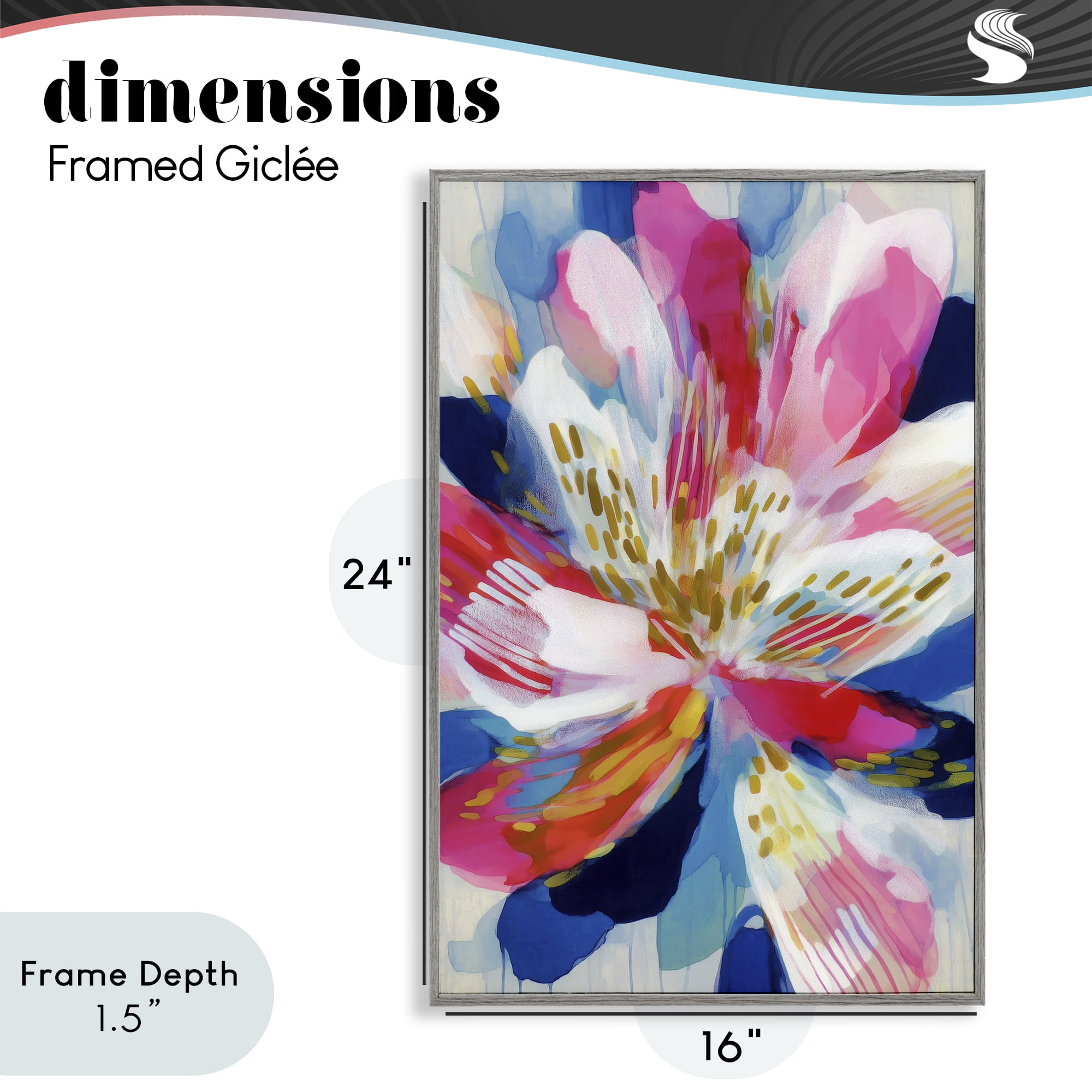 Stupell Industries Lily In Pink & Blue Gray Framed Giclee Art, design by Chromatic Storm Studio