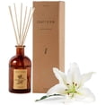 thumbnail image 1 of 8 varillas difusoras de caña perfumadas de ratán Juego de aroma de jazmín y lirio Aceite difusor de jazmín con varillas Aceite esencial totalmente natural y elegante jarrón de vidrio ámbar (5.75 oz) q, 1 of 8