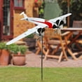 thumbnail image 1 of de viento de avión para exteriores, estaca de jardín con energía eólica, moderno de viento de hierro para patio, jardín y patio trasero., 1 of 8