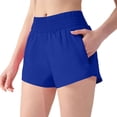 thumbnail image 4 of Tsesme Women’s Sport Shorts with Zip Pockets Lightweight Quick Dry Workout Yoga Shorts Elastic High Waisted Loose Running Shorts,Blue,M, 4 of 6