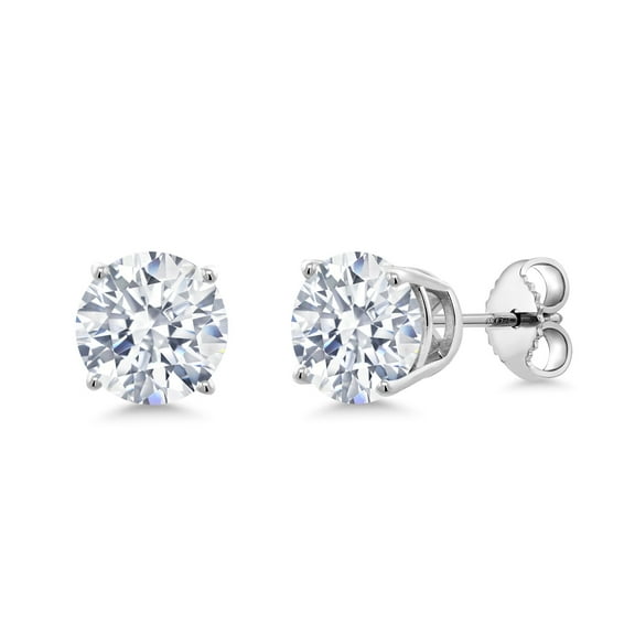 Gem Stone King 925 Sterling Silver Stud Earrings for Women Men with Round White Zirconia