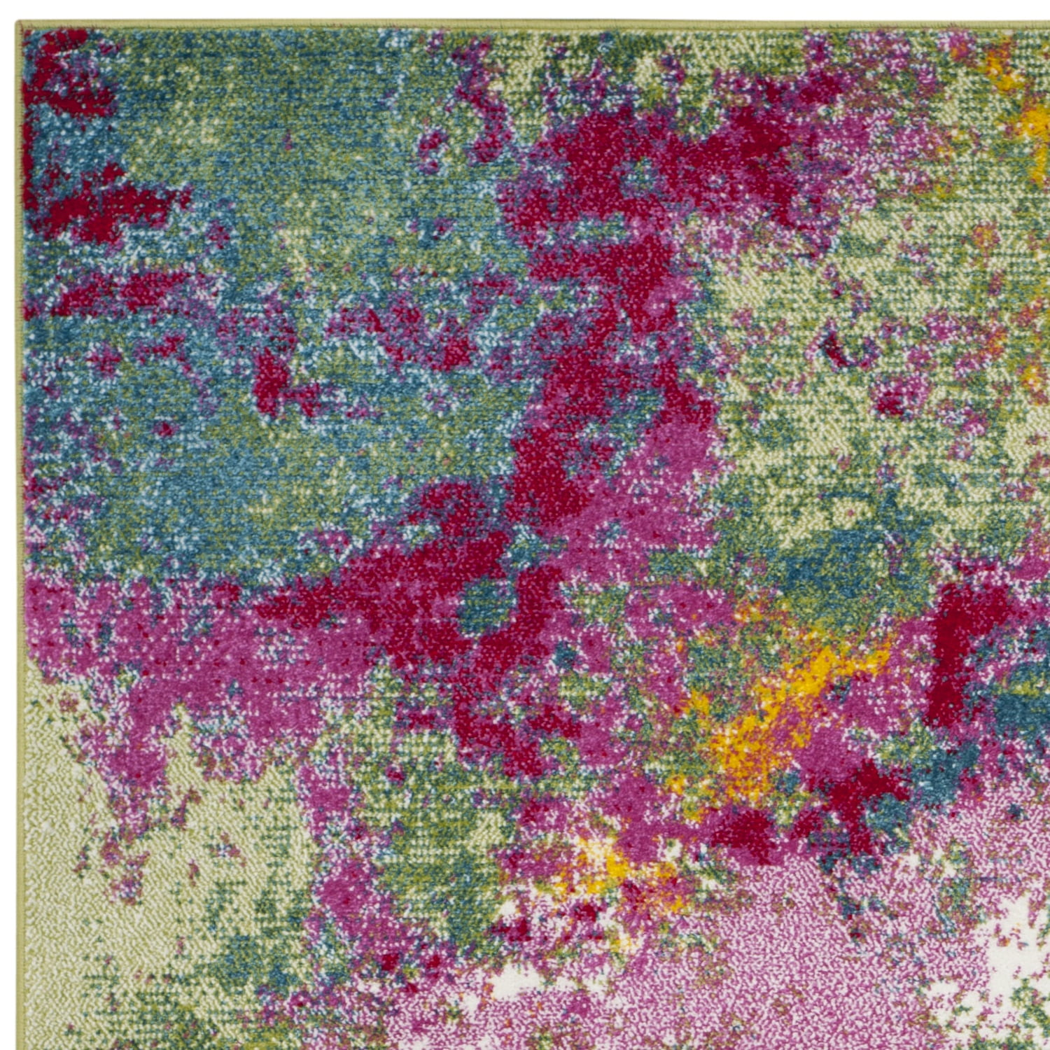 SAFAVIEH Watercolor Janie Abstract Colorful Area Rug, Green/Fuchsia, 2'7" x 5'