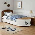 thumbnail image 7 of Evon Twin Captain Bed w Trundle-White-Oak Brown-Nautical Coastal Theme, 7 of 7
