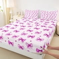 thumbnail image 3 of jejeloiu Purple Bow Ribbon Twin Sheet Sets,Cartoon Loves Pattern Twin Fitted Sheet,Kawaii Bowtie Bowknot Flat Sheet For Girl,Microfiber Bedroom Decor,3-Piece, 3 of 7