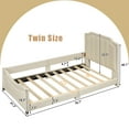 thumbnail image 6 of Bellemave Upholstered Twin Bed Frame, Twin Size Daybed Frame with Classic Stripe Shaped Headboard, Wood Twin Sofa Bed forBedroom (Beige), 6 of 8