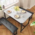 thumbnail image 2 of CazToi 44" Dining Table Set for 4 with 2 Upholstered Benches Metal Frame & Wood Top Kitchen & Dining Set, 2 of 9