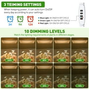 GPED Grow Lights, LED Plant Growing Lamp, 3000K Full Spectrum Grow Light Strips for Indoor Plants with 3/9/12H Auto Timer & 10 Dimmable Levels, LED Growth Light for Green House, Seedlings, Hydroponic