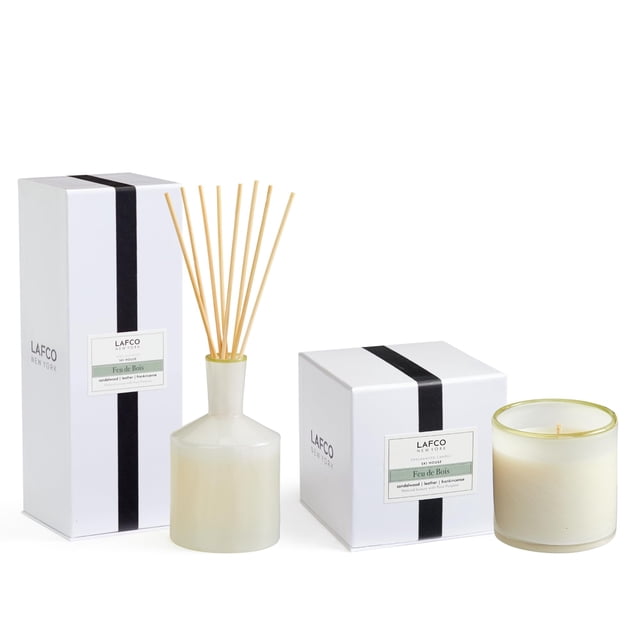 Set de velas clásicas Feu de Bois de LAFCO New York de 190 ml con difusor de 180 ml