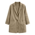 thumbnail image 4 of YgkuHd Fall Blazers for Women V-Neck Lapel Button Down Long Sleeve Cotton Linen Blend Vintage Suit Jacket Casual Work Outfits,Khaki_XL, 4 of 7
