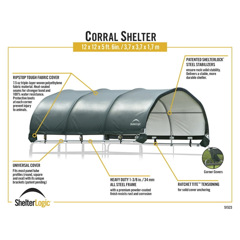 ShelterLogic 12' x 12' Corral Shelter and Livestock Shade