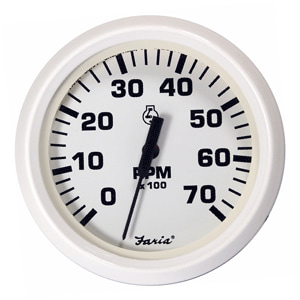 The Amazing Quality "Faria Dress White 4"" Tachometer - 7,000 RPM (Gas