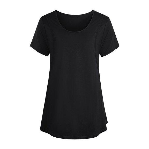 Women's Plus Size Short Sleeve olid Breast-Feeding Pregnant Maternity T-Shirt