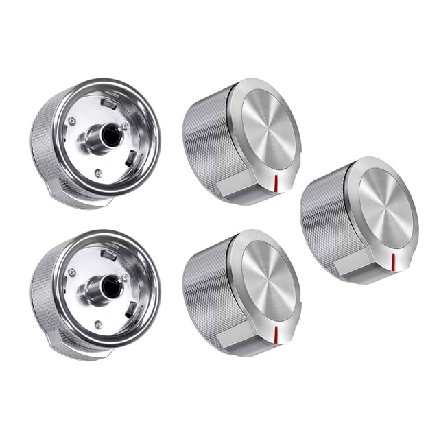 Whirlpool KitchenAid Stove Knobs Set 5pcs Silver, Durable ABS, Easy Plug and Play Replacement