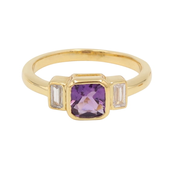 Earth Gems Jewelry Amethyst Ring Sterling Silver Minimalist Ring for Women