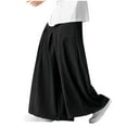 thumbnail image 4 of RYDCOT Men's Casual Solid Color Ultra Wide Skirt Pants Loose Outdoor Casual Straight Leg Wide Leg Pant Black, 4 of 5